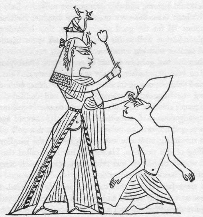Cartoon of Hatshepsut knocking some sense into Thutmose II.