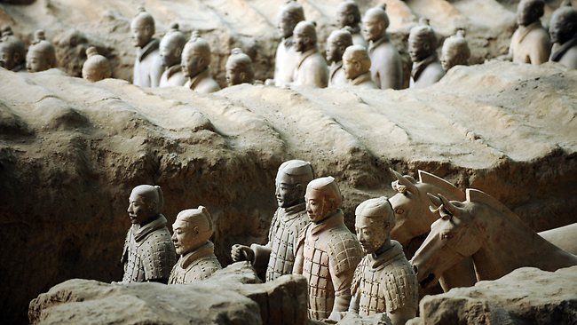 Shihuangdi's terracotta warriors.