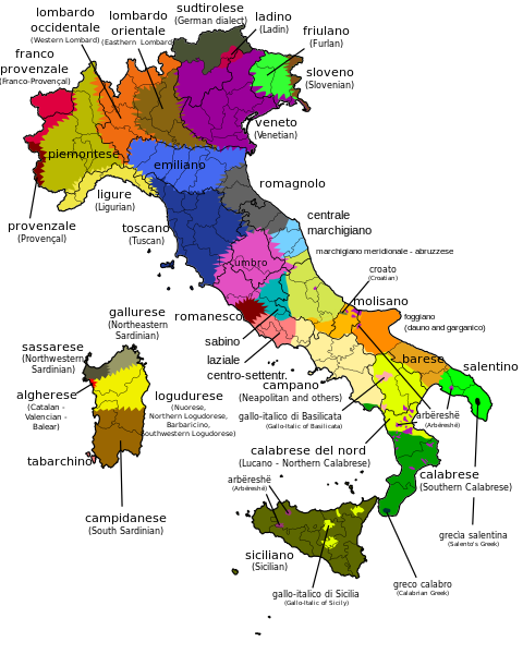 map of Italian dialects.