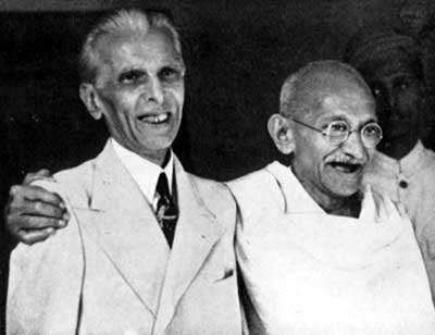 Jinnah with Gandhi.