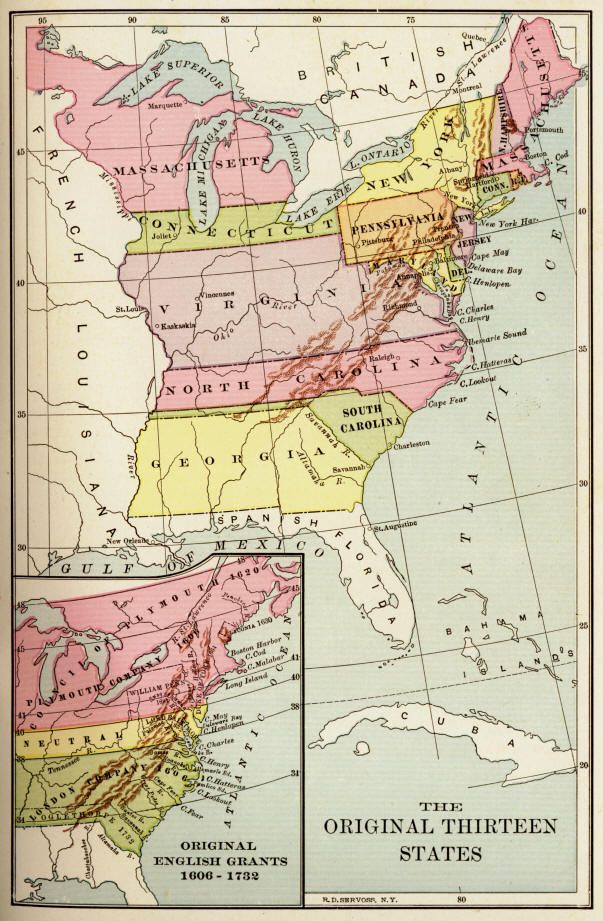 Territorial claims of the original thirteen states.